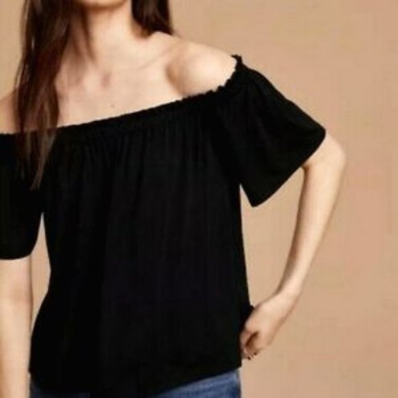 Wilfred Sartre Off the Shoulder T-Shirt, Black, Size Small - Picture 1 of 7